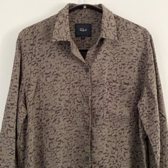 Rails Button Down Shirt Top Womens Small Green Black Print Abstract Long Sleeve - Picture 7 of 11